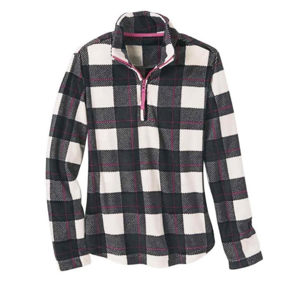 NEW Black & White Plaid Sz Medium Casual Wear Soft Fleece Shirt COMFORT CORNER